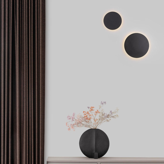 Applique da parete tonda moderna nero led 3000k 30cm
